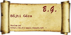 Bőjti Géza névjegykártya